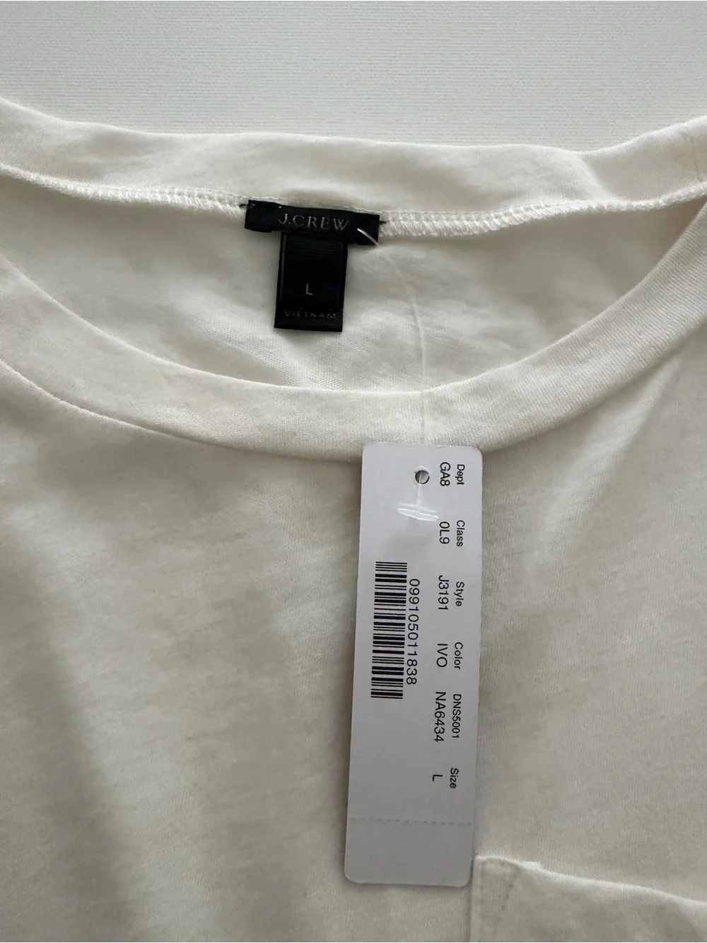 J. Crew Cream Short-Sleeve Drawstring Pocket Tee